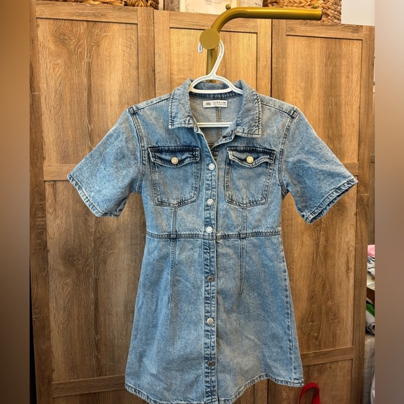 Zara Blue Denim Short Sleeve Dress - Picture 1 of 4